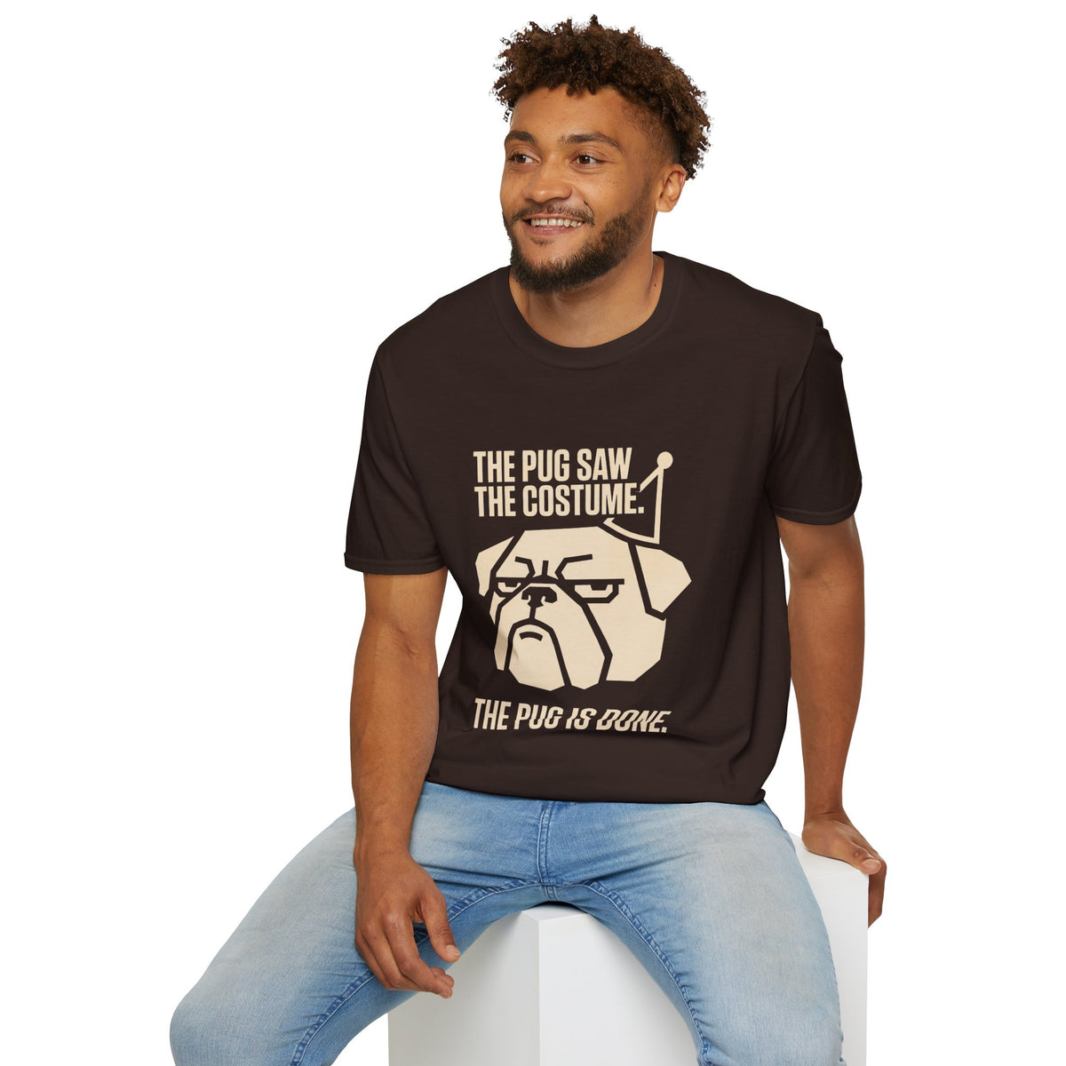 Pug Costume Graphic T-Shirt — "The Pug Saw the Costume" Cute Dog Tee