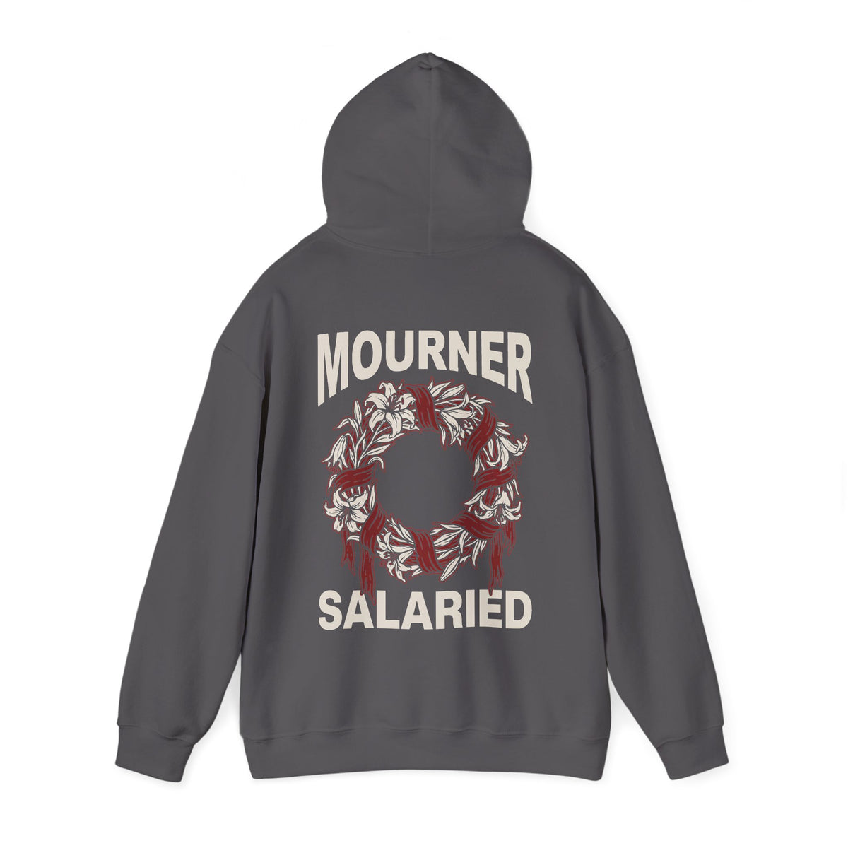 Mourner Salaried Hoodie - Floral Wreath Back Print Comfort Pullover