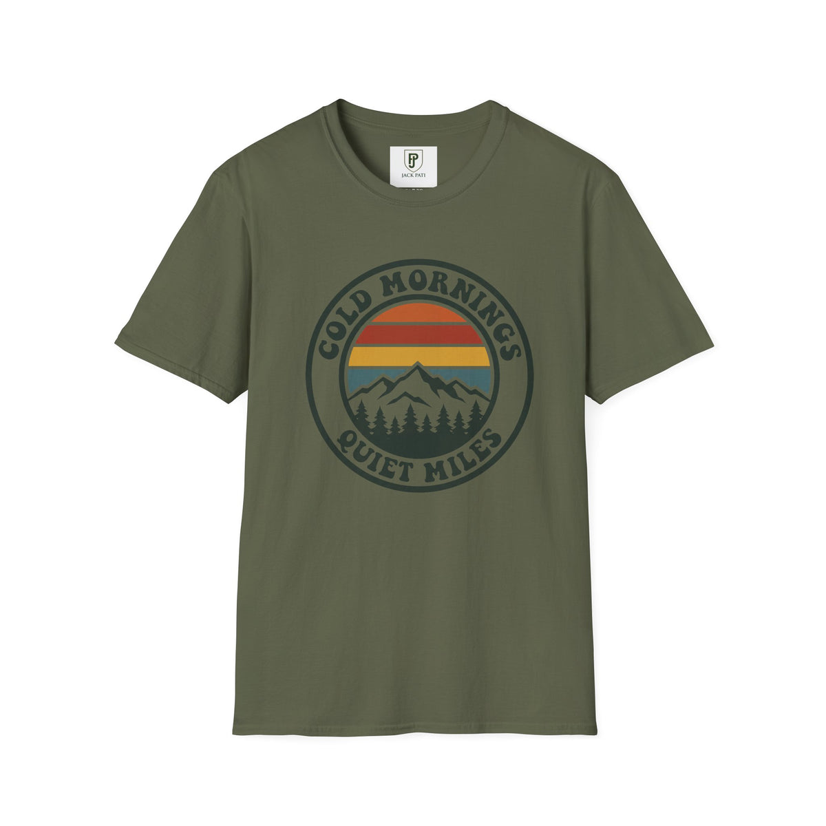 Cold Mornings Mountain T-Shirt — Retro Sunset Outdoor Tee
