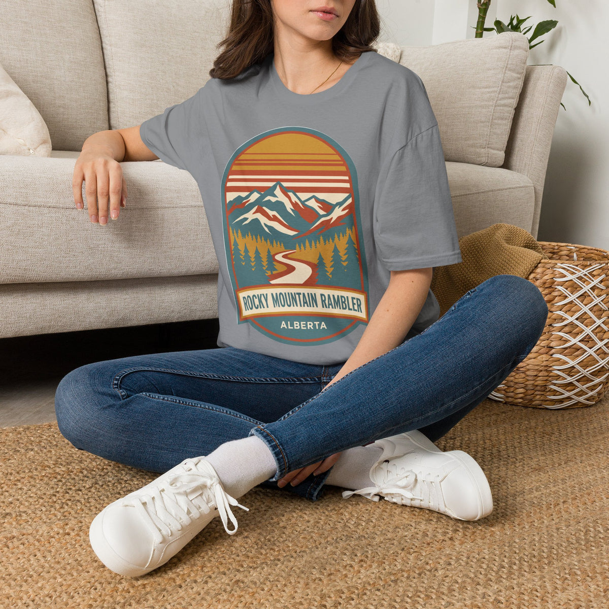 Rocky Mountain Rambler T-Shirt — Vintage Sunset Mountains Graphic (Alberta)