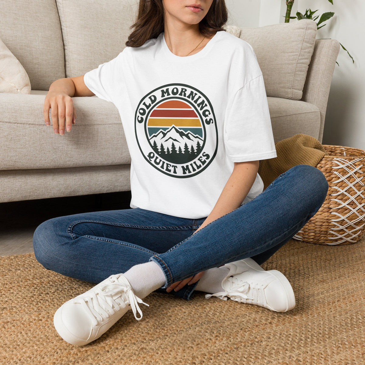 Cold Mornings Mountain T-Shirt — Retro Sunset Outdoor Tee