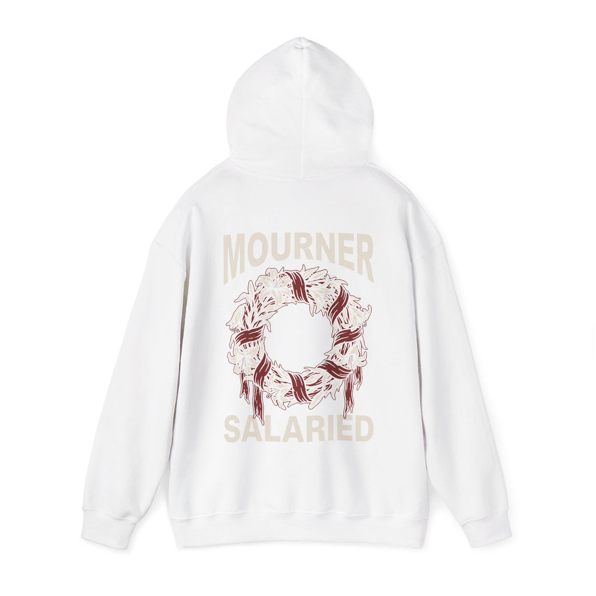 Mourner Salaried Hoodie - Floral Wreath Back Print Comfort Pullover