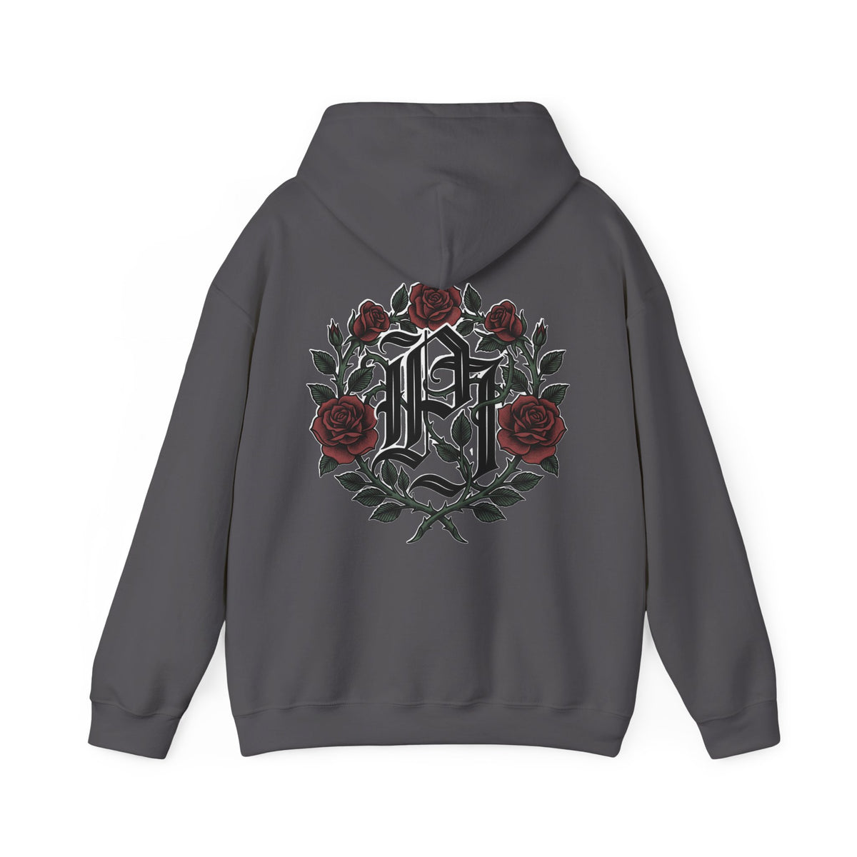 Rose Monogram Hoodie — Gothic Floral Initials Sweatshirt
