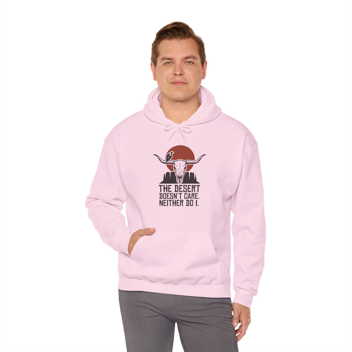 Sweat-shirt à capuche Desert Skull — Sweat-shirt à motif western « Le désert s'en fiche, moi aussi »