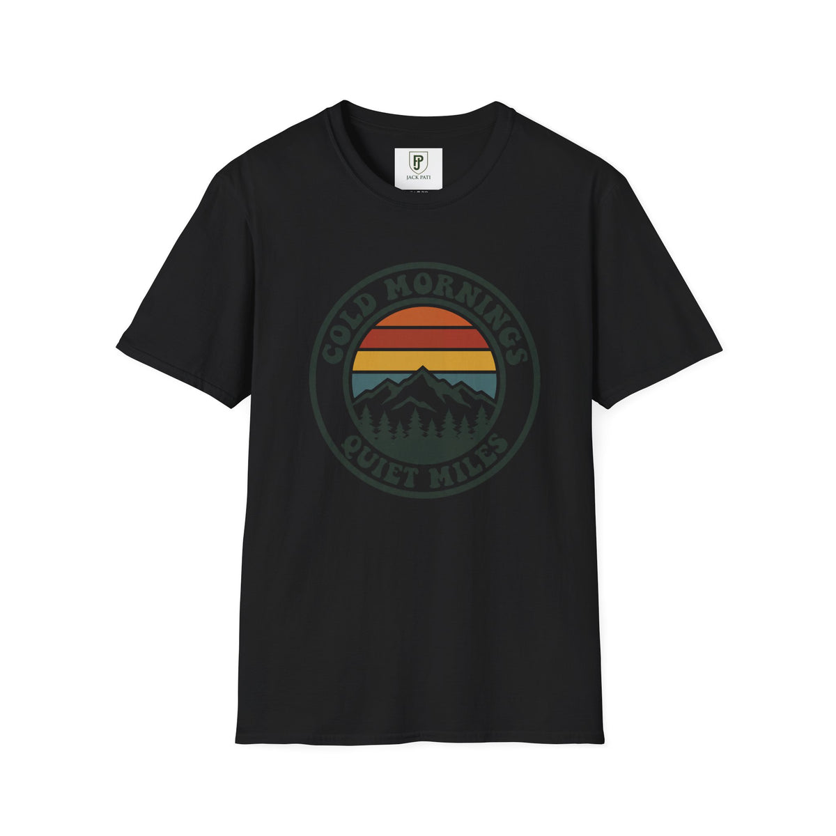 Cold Mornings Mountain T-Shirt — Retro Sunset Outdoor Tee