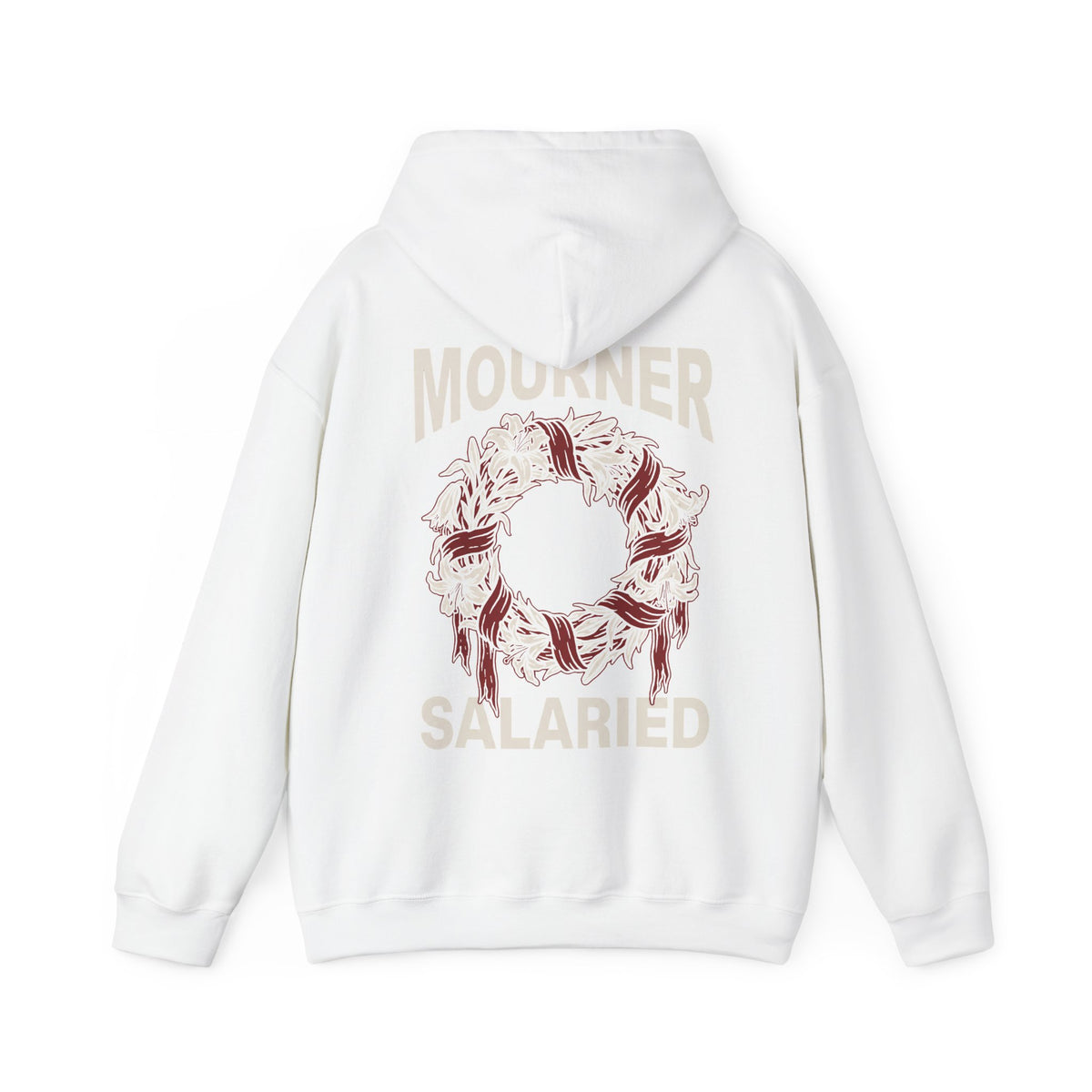 Mourner Salaried Hoodie - Floral Wreath Back Print Comfort Pullover