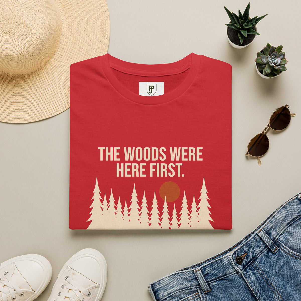 T-shirt — T-shirt graphique vintage "The Woods Were Here First"