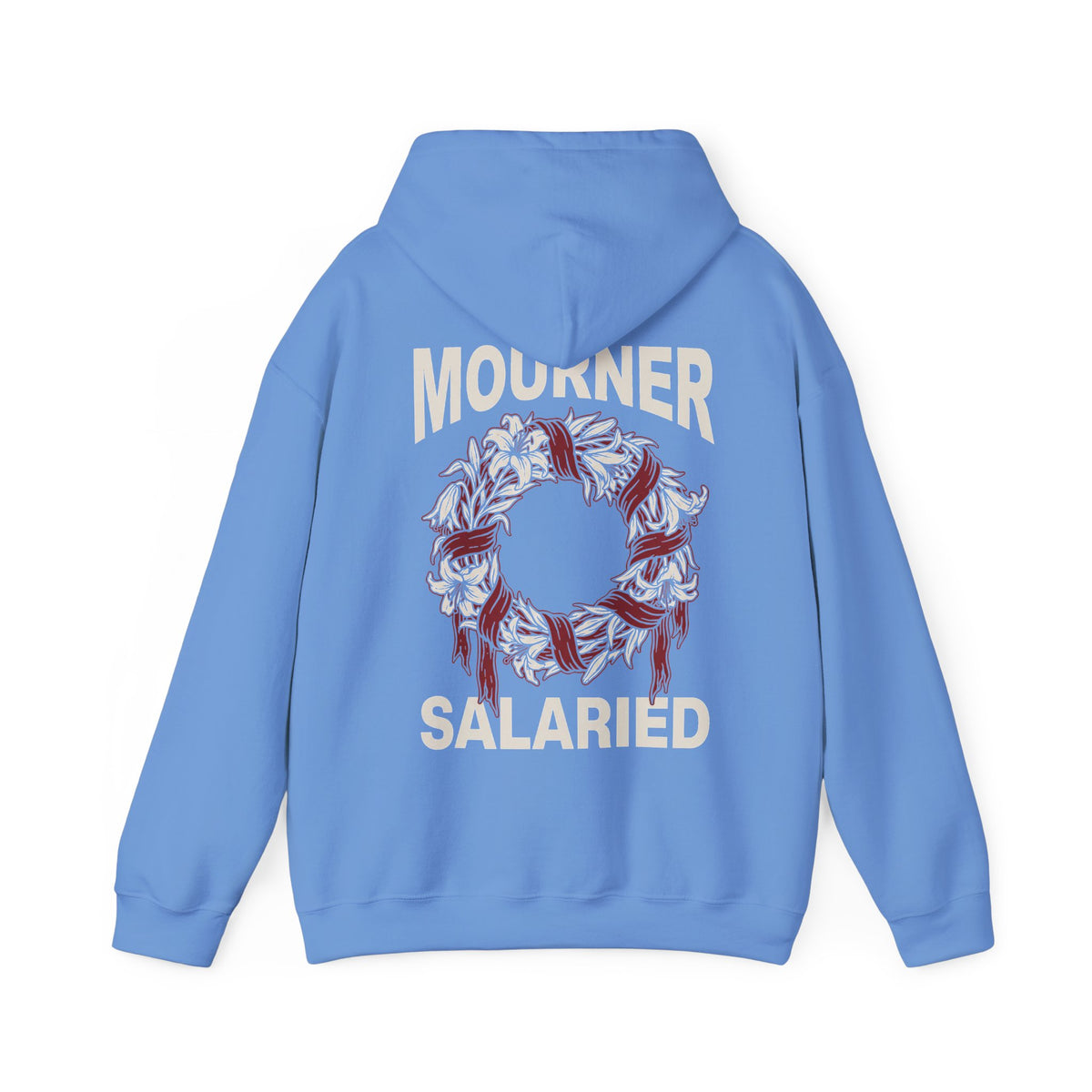Mourner Salaried Hoodie - Floral Wreath Back Print Comfort Pullover