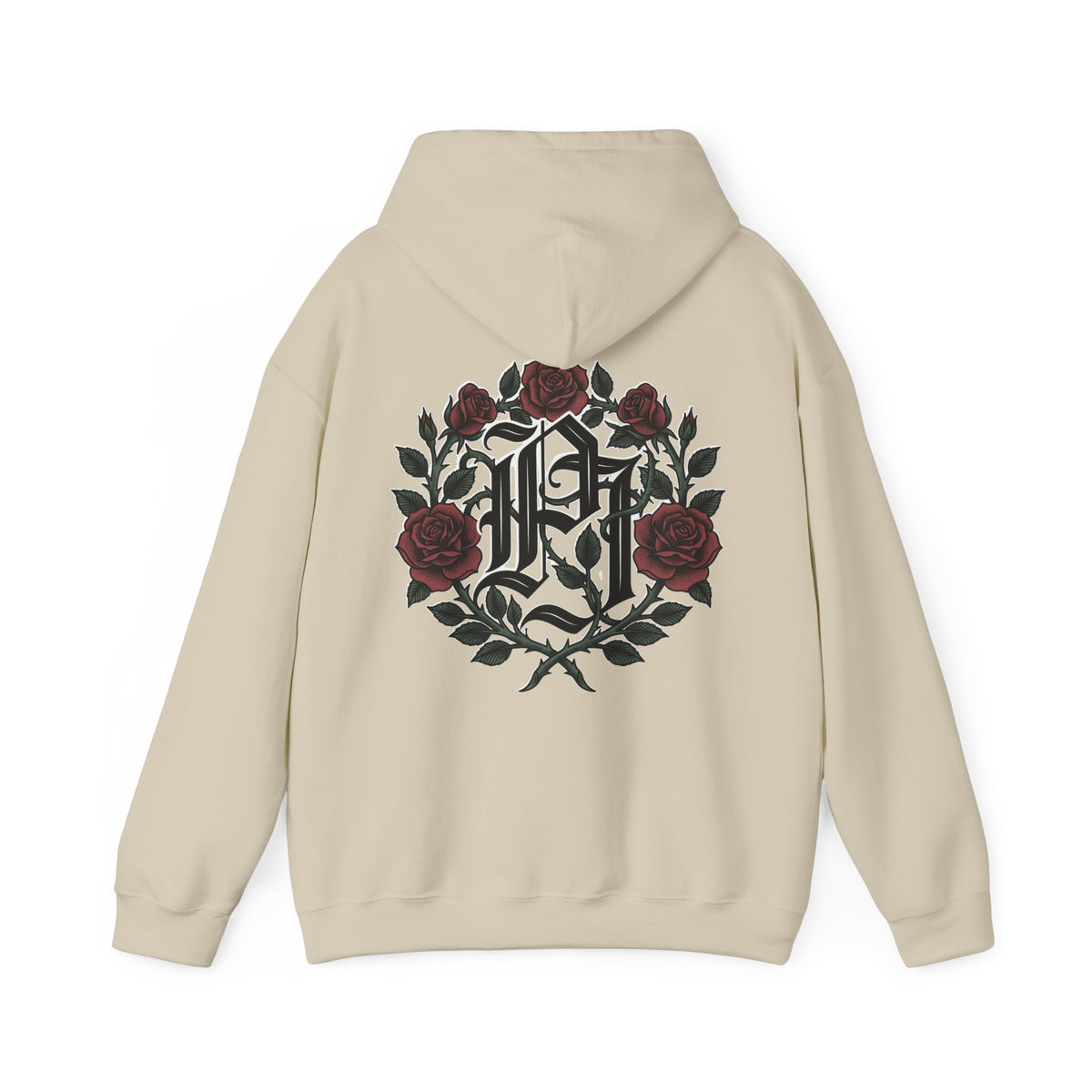 Rose Monogram Hoodie — Gothic Floral Initials Sweatshirt