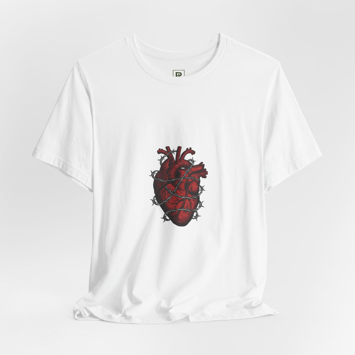 Anatomical Heart Tee — Barbed Wire Red Heart Graphic T-Shirt
