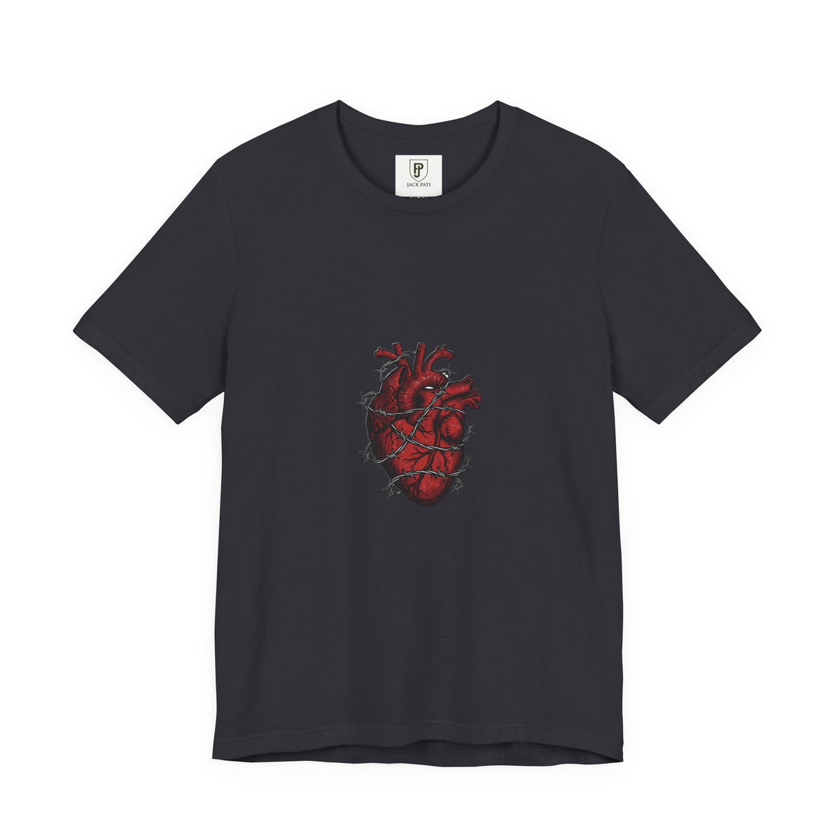 Anatomical Heart Tee — Barbed Wire Red Heart Graphic T-Shirt