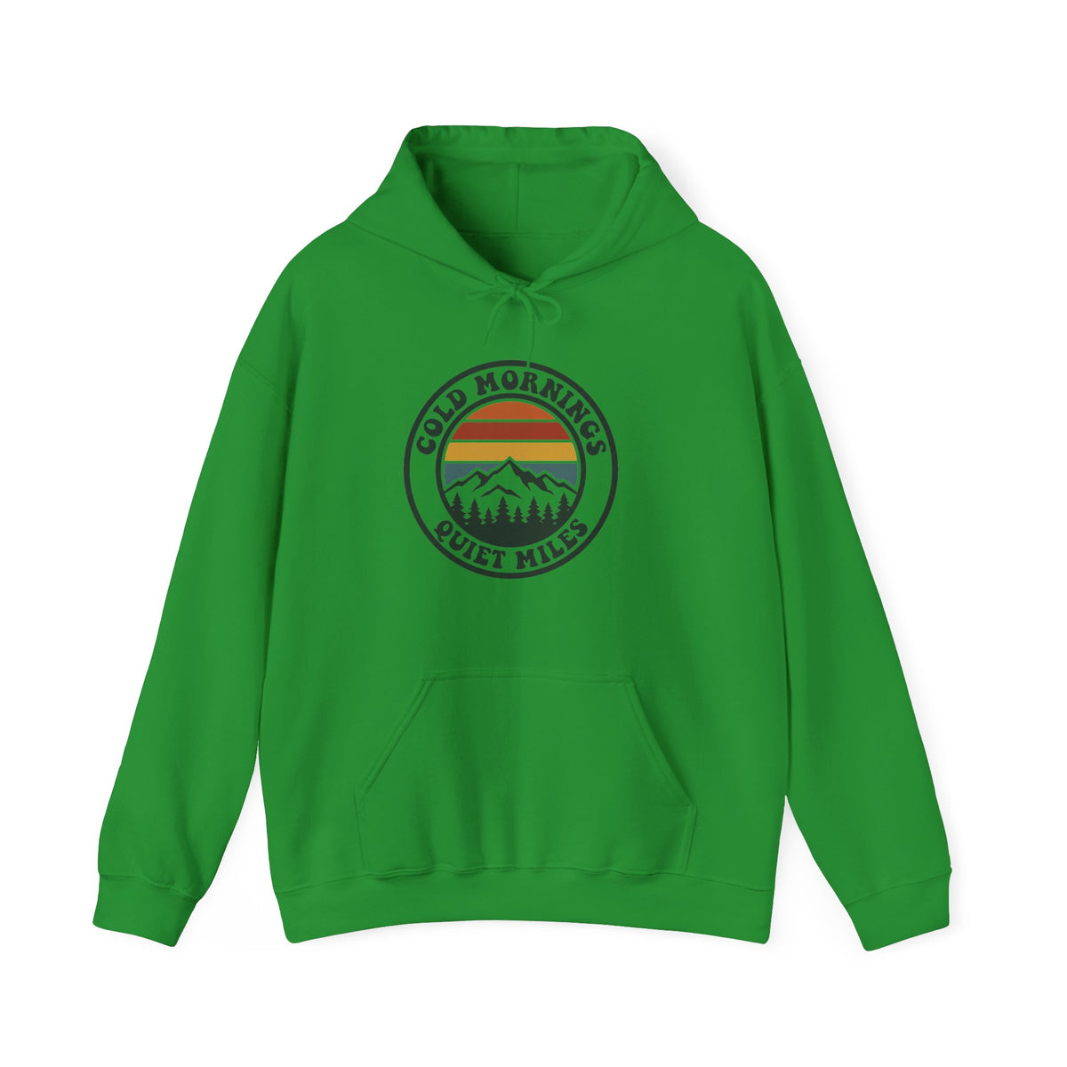 Cold Mornings Quiet Miles Hoodie — Retro Mountain Running Pullover