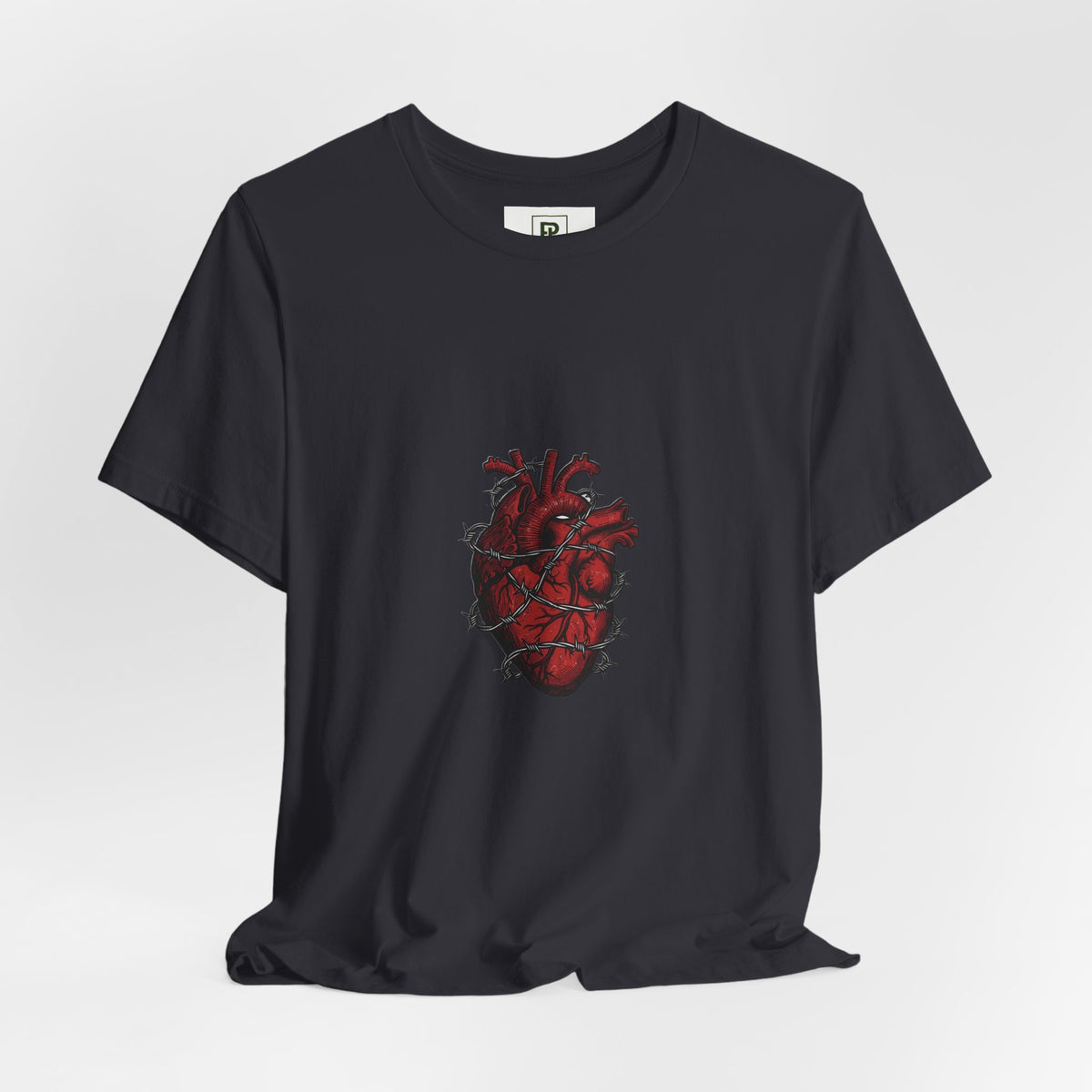 Anatomical Heart Tee — Barbed Wire Red Heart Graphic T-Shirt