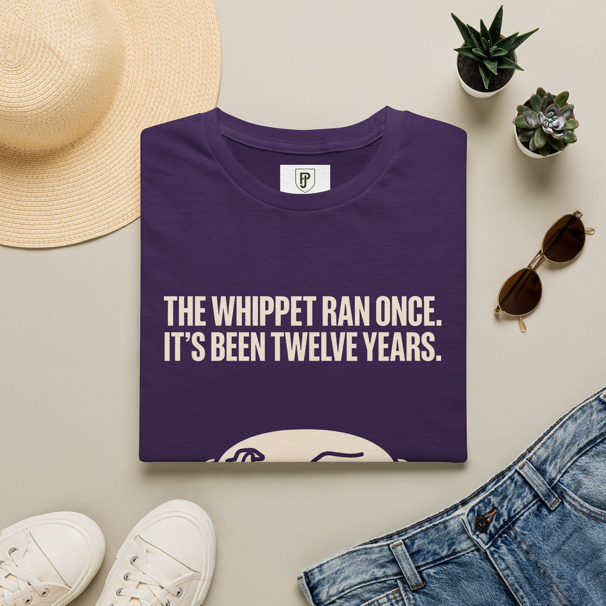 Whippet Dog T-Shirt - "The Whippet Ran Once, It's Been Twelve Years" Vintage Pet Tee