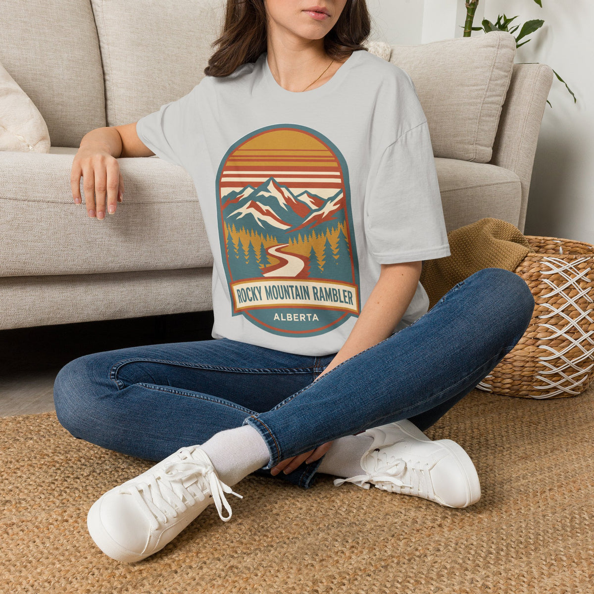 Rocky Mountain Rambler T-Shirt — Vintage Sunset Mountains Graphic (Alberta)