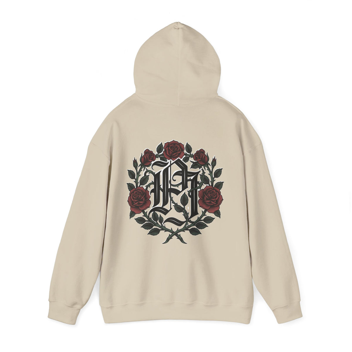 Rose Monogram Hoodie — Gothic Floral Initials Sweatshirt