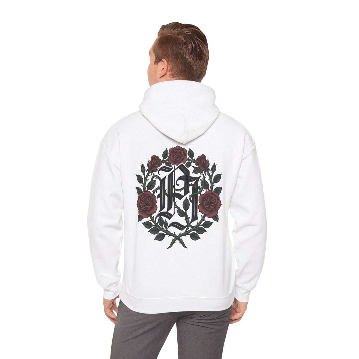 Rose Monogram Hoodie — Gothic Floral Initials Sweatshirt