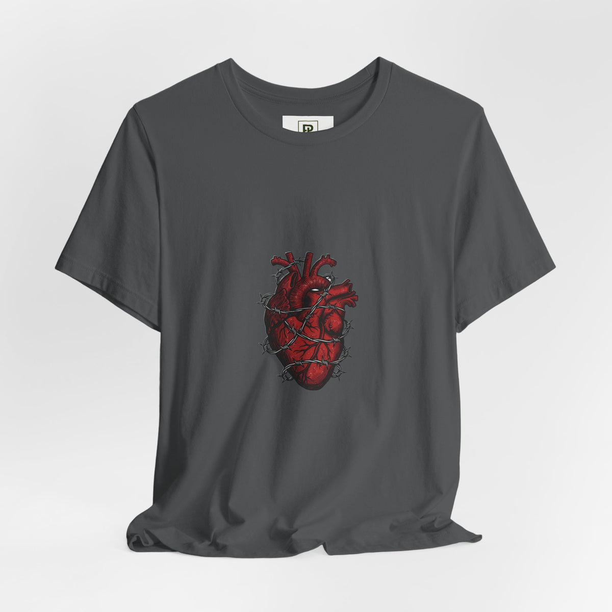 Anatomical Heart Tee — Barbed Wire Red Heart Graphic T-Shirt