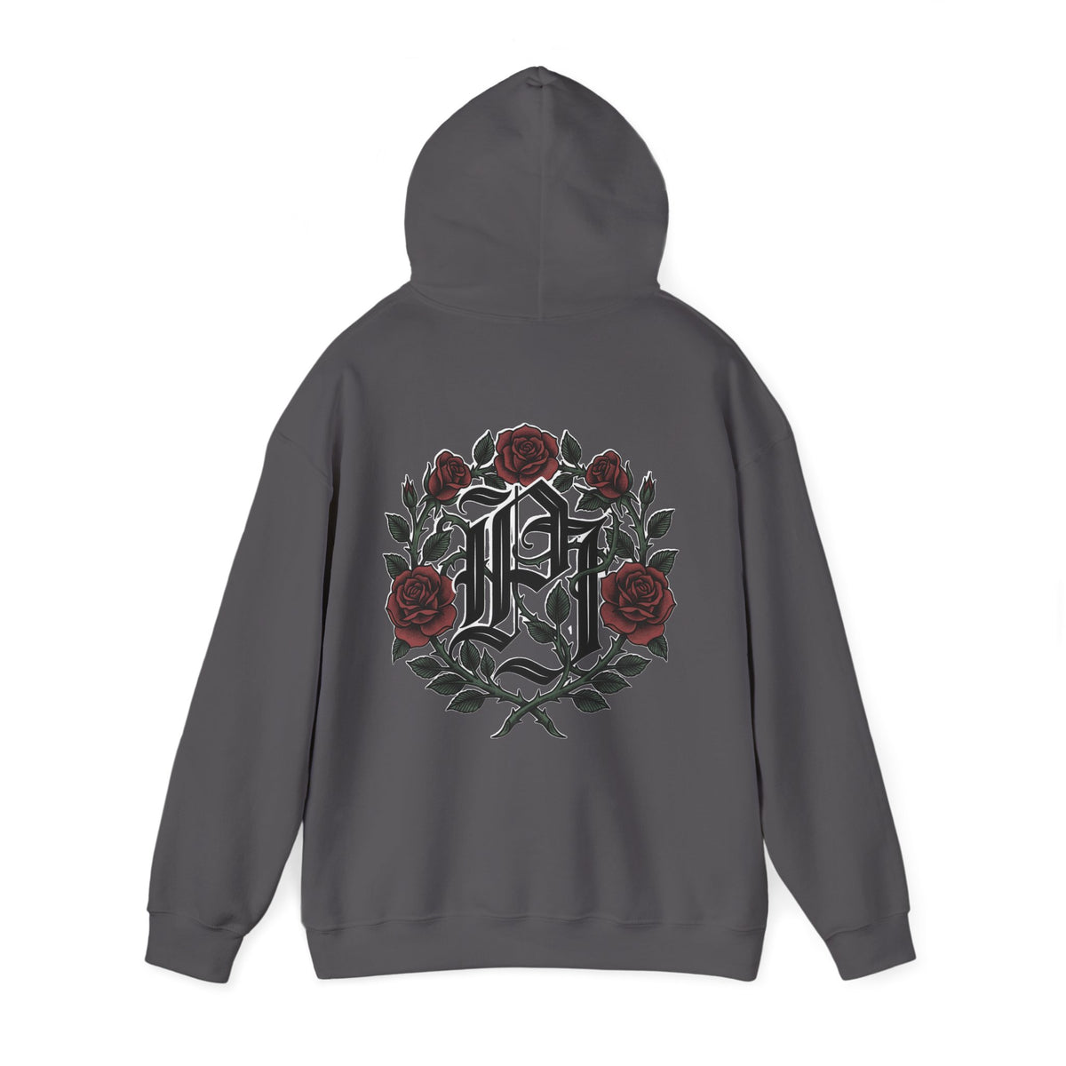 Rose Monogram Hoodie — Gothic Floral Initials Sweatshirt