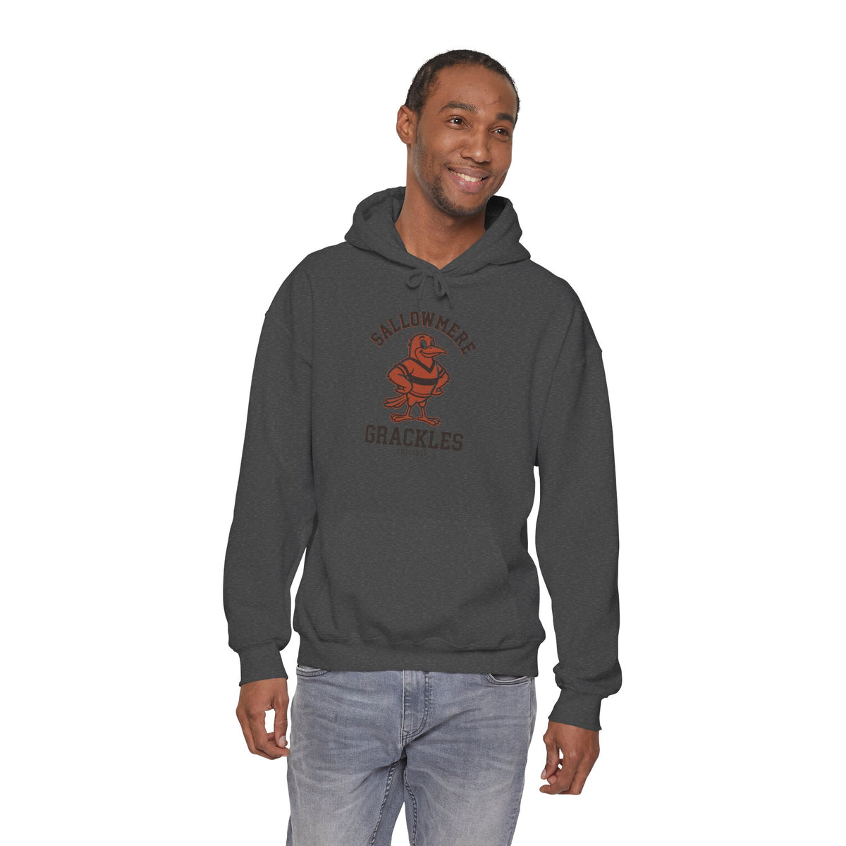 Sallowmere Grackles Hoodie — Sweat-shirt vintage mascotte collège à col ras du cou