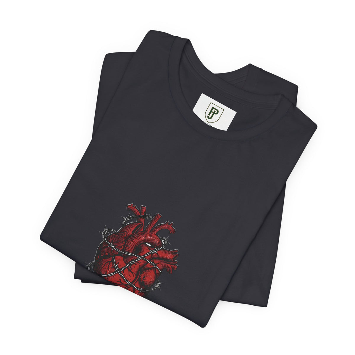 Anatomical Heart Tee — Barbed Wire Red Heart Graphic T-Shirt