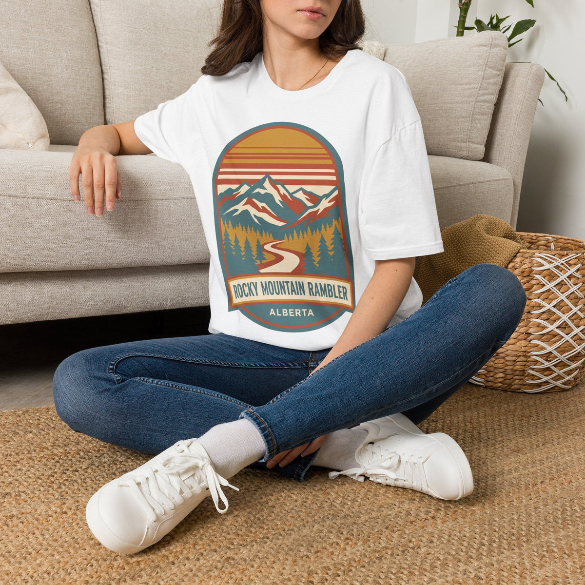 Rocky Mountain Rambler T-Shirt — Vintage Sunset Mountains Graphic (Alberta)