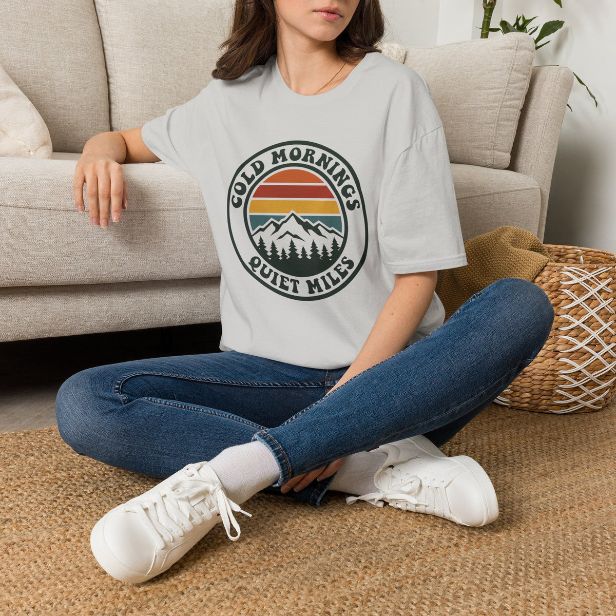 Cold Mornings Mountain T-Shirt — Retro Sunset Outdoor Tee
