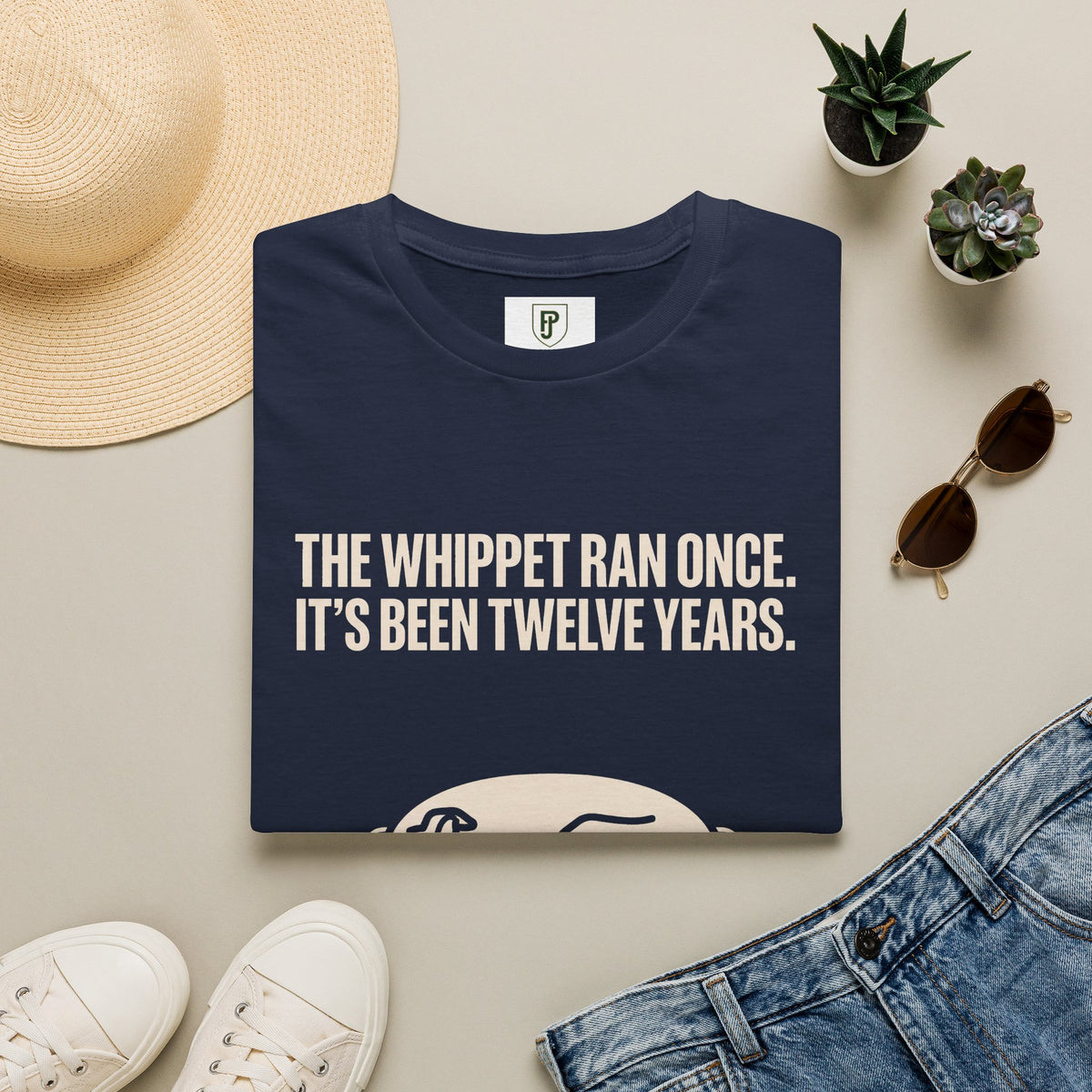 Whippet Dog T-Shirt - "The Whippet Ran Once, It's Been Twelve Years" Vintage Pet Tee
