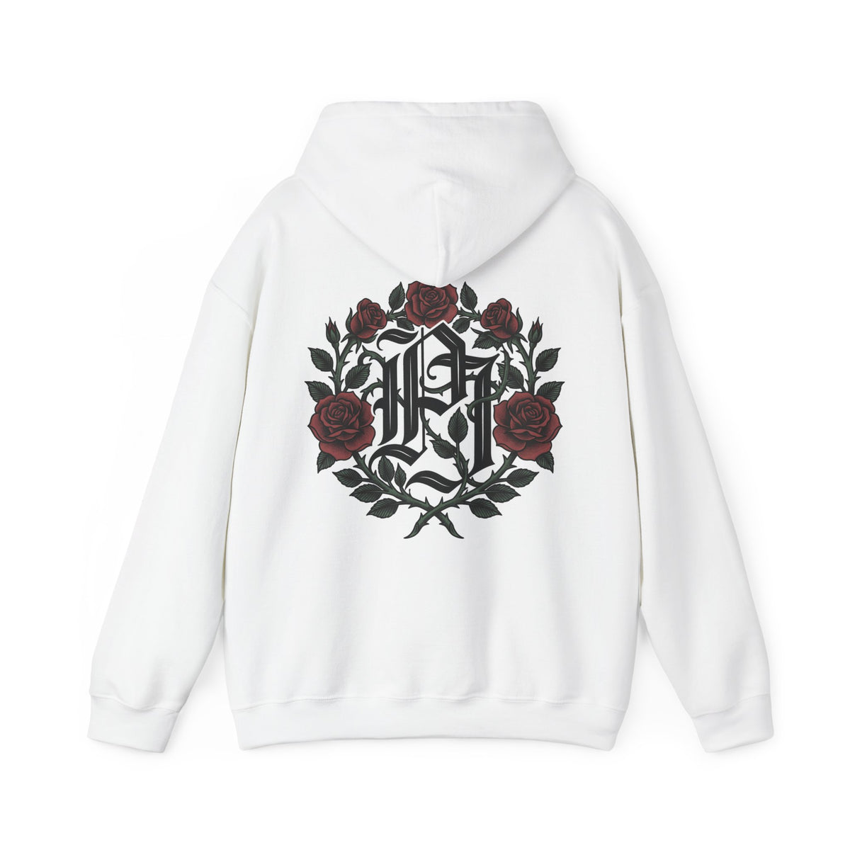 Rose Monogram Hoodie — Gothic Floral Initials Sweatshirt