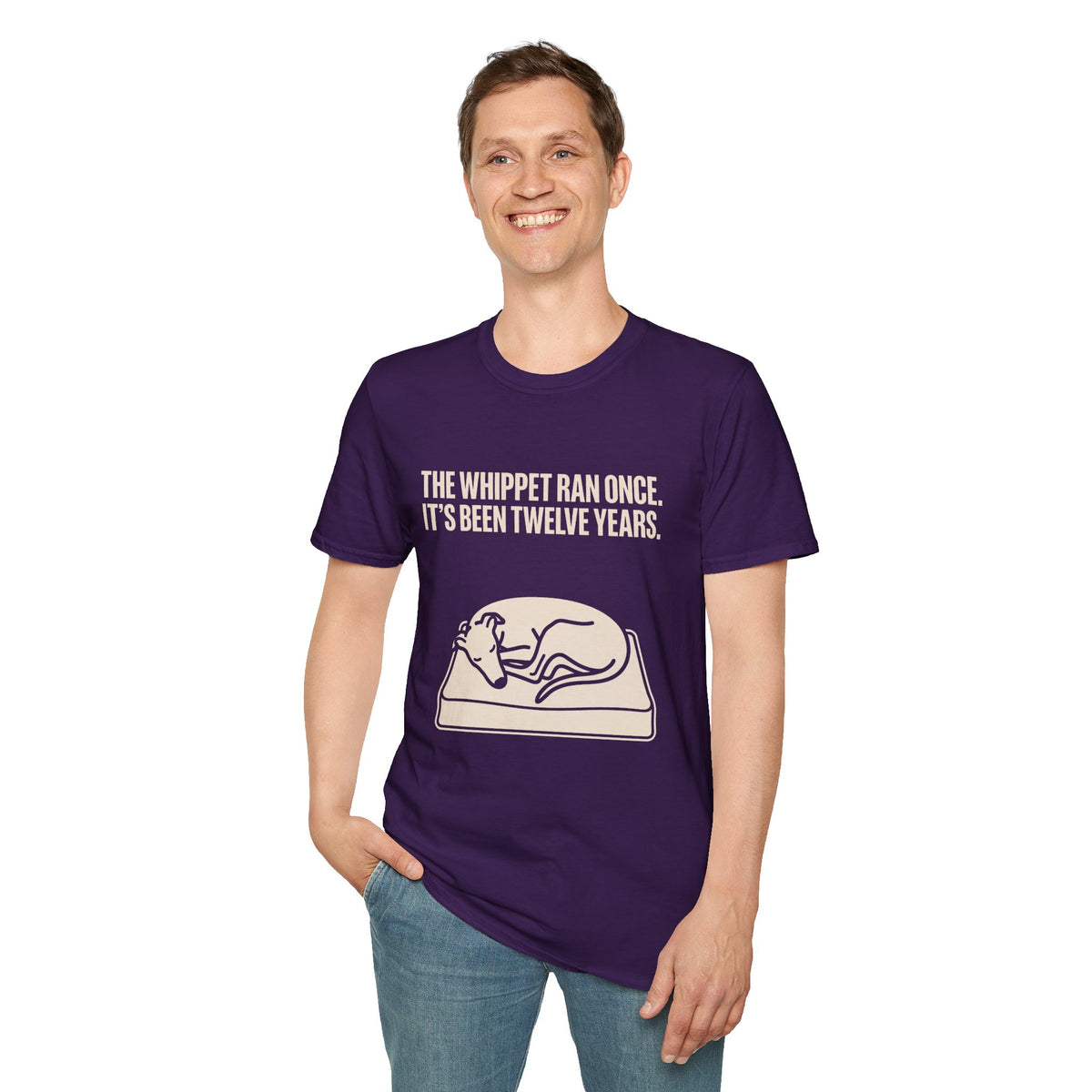 Whippet Dog T-Shirt - "The Whippet Ran Once, It's Been Twelve Years" Vintage Pet Tee