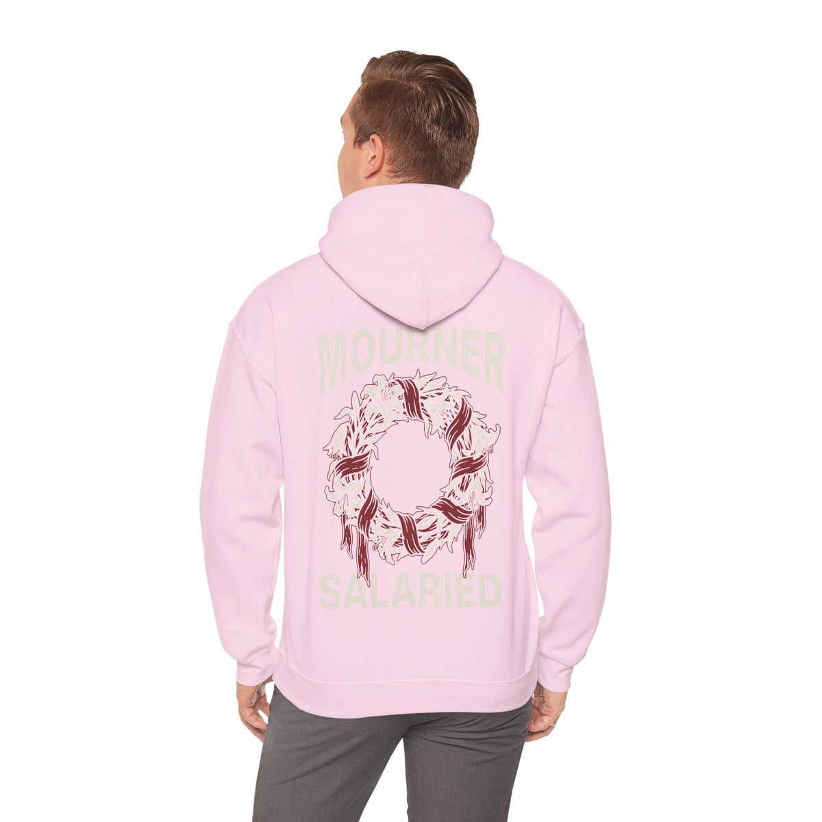 Mourner Salaried Hoodie - Floral Wreath Back Print Comfort Pullover