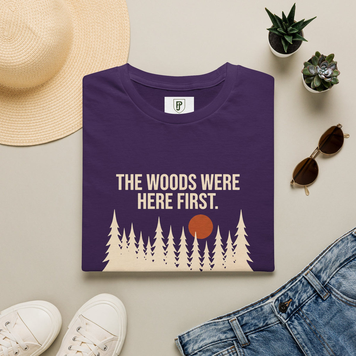 T-shirt — T-shirt graphique vintage "The Woods Were Here First"