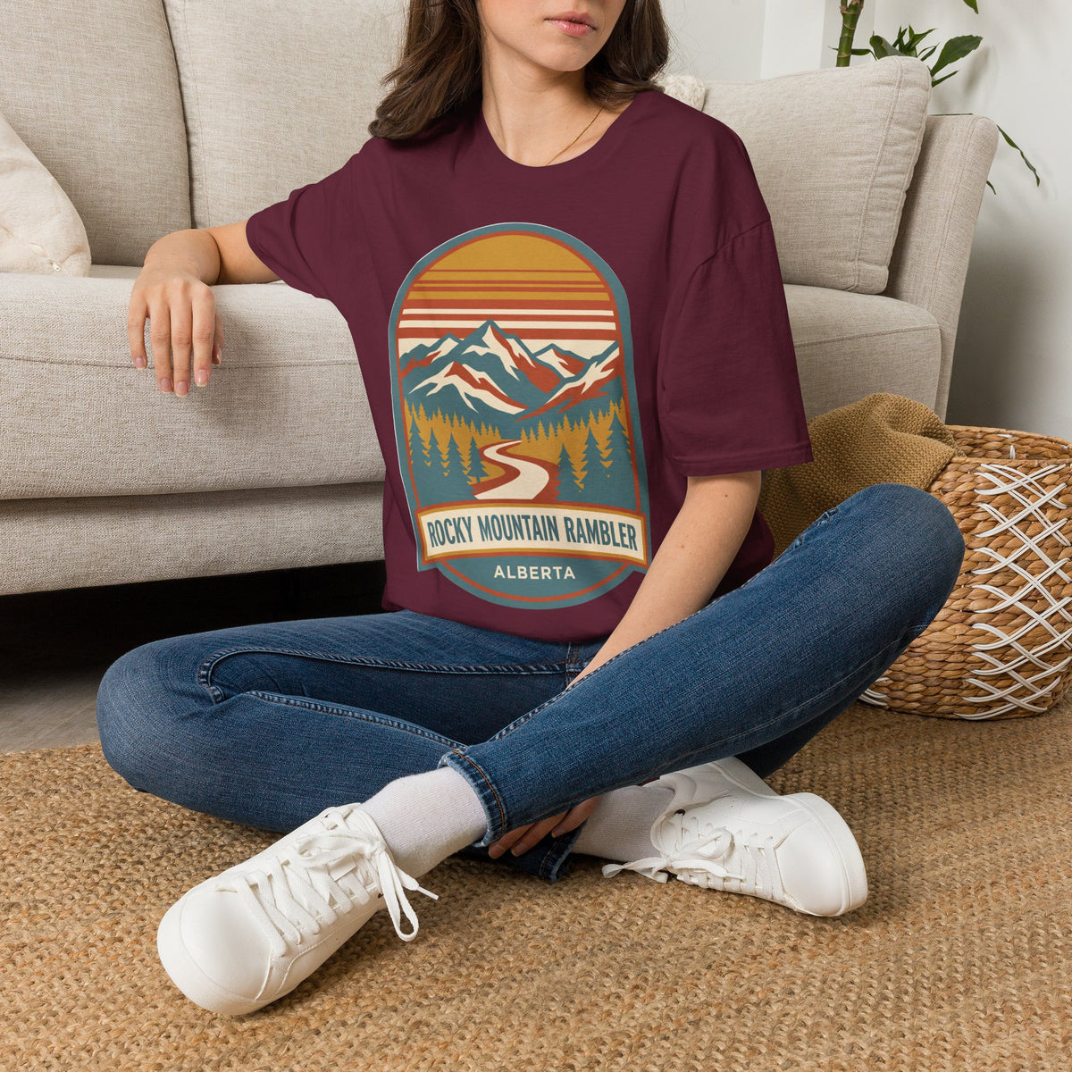 Rocky Mountain Rambler T-Shirt — Vintage Sunset Mountains Graphic (Alberta)