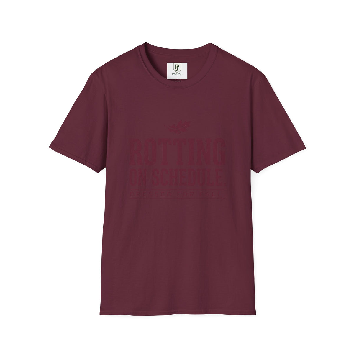 T-shirt « Rotting On Schedule » — T-shirt humoristique avec motif feuille d'automne