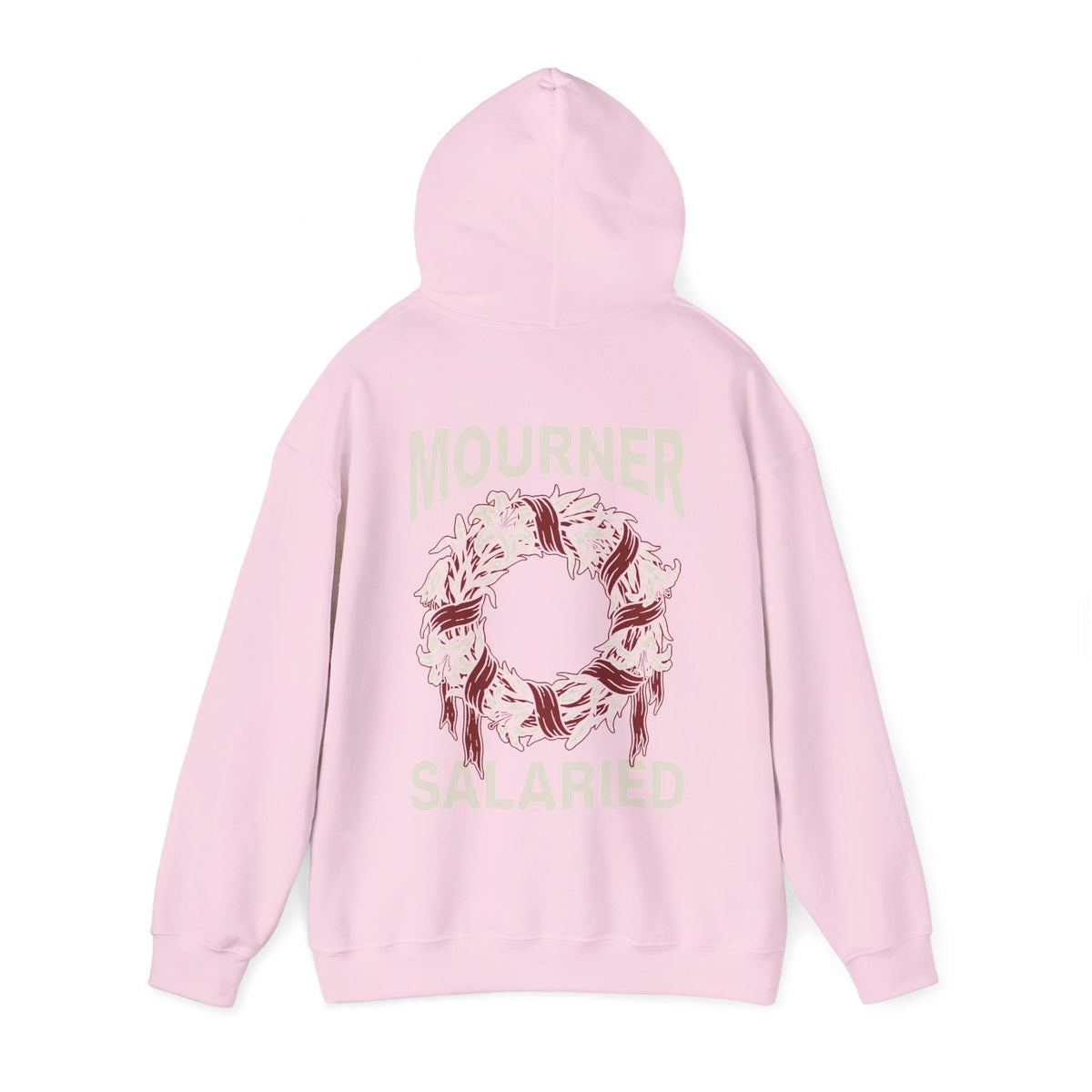 Mourner Salaried Hoodie - Floral Wreath Back Print Comfort Pullover